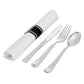 Disposable Cutlery Catering Kit Consisting of a Napkin, Knife, Fork, and Spoon