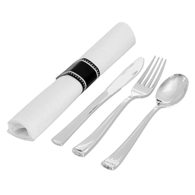 Disposable Cutlery Catering Kit Consisting of a Napkin, Knife, Fork, and Spoon