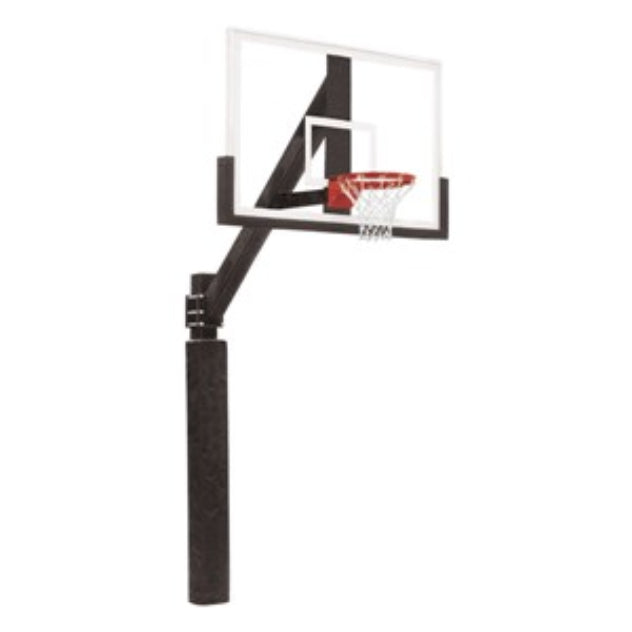 in-ground basketball hoop and padding